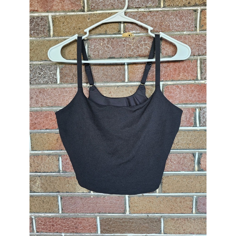 Athleta Womens Black Ribbed Textured Crop Bikini Swim Top Medium